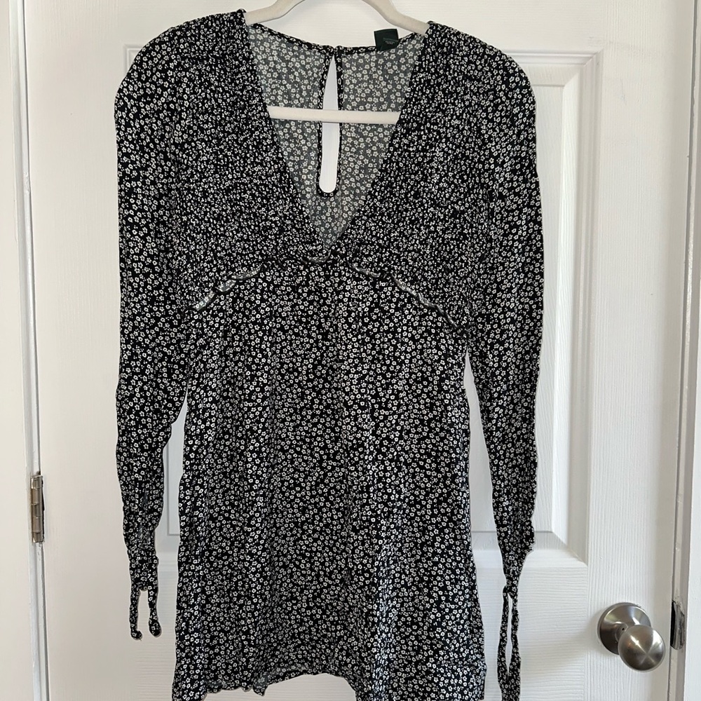 Floral Black and White Dress